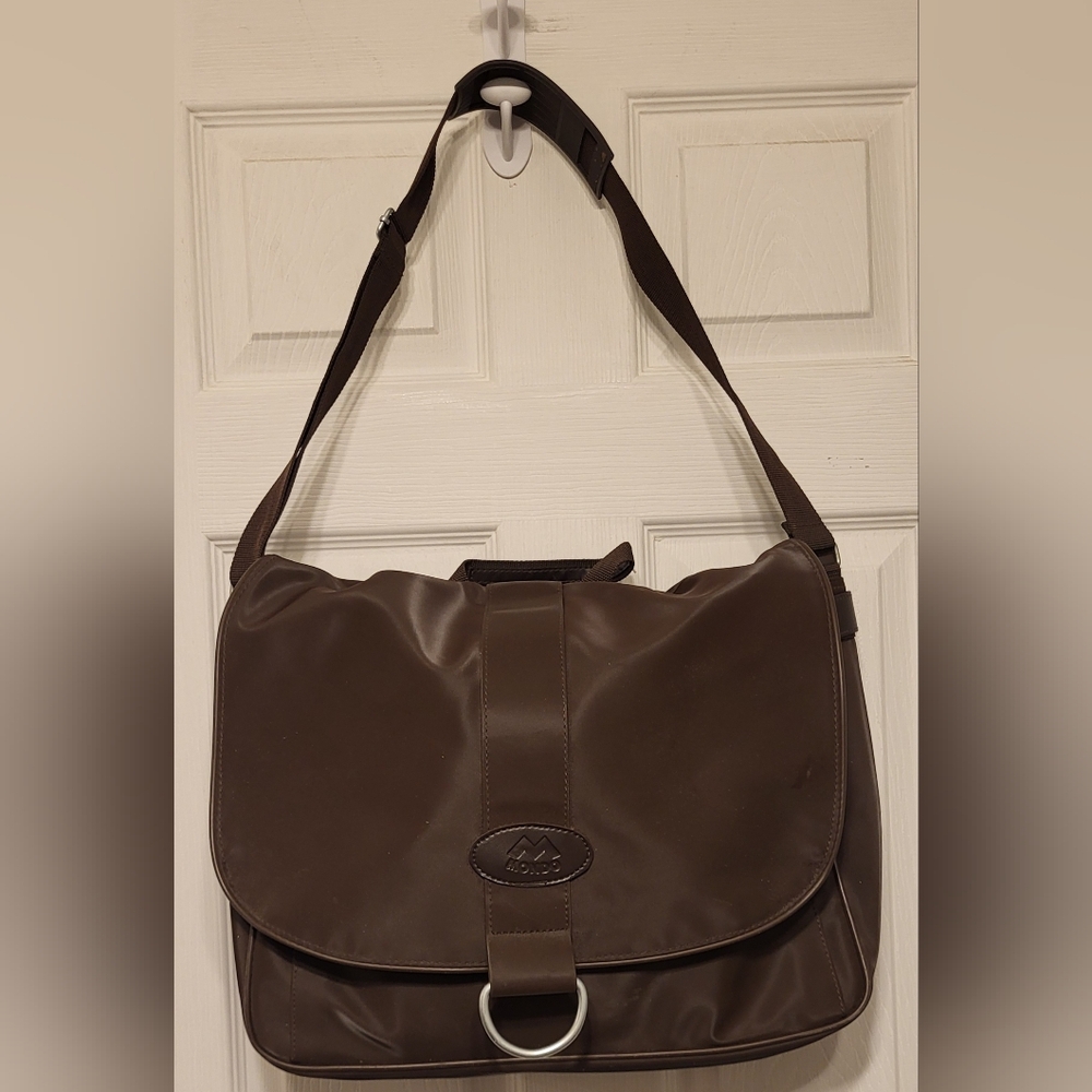 Mondo Shoulder Vinyl Messenger Tote Bag Brown Large Unisex